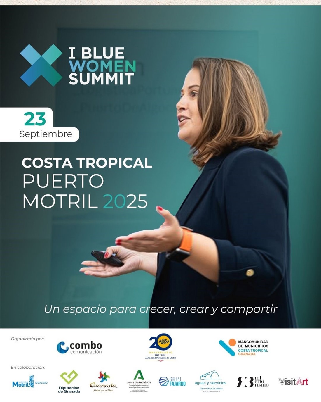 Cartel del la primera edición del `Blue Women Summit: Encuentro de mujeres que lideran el cambio hacia una economía sostenible` (AUTORIDAD PORTUARIA DE MOTRIL)
