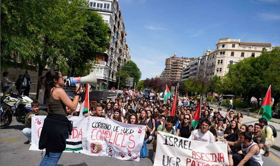 Movilización de estudiantes de la Universidad de Granada, el 9 de mayo de 2024, en favor del pueblo palestino. Archivo (ARSENIO ZURITA-EUROPA PRESS)