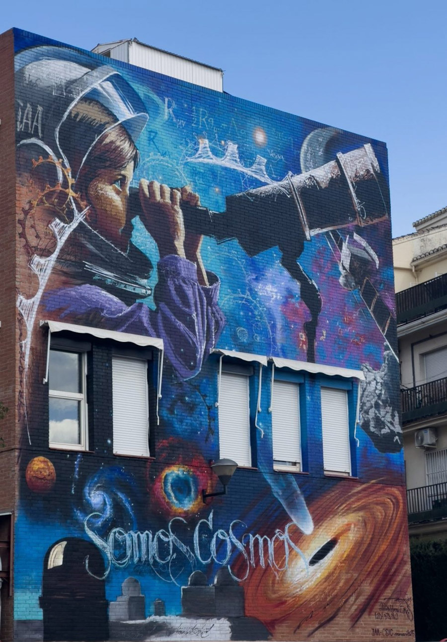 Intervención artística de El Niño de las Pinturas con motivo del 50 aniversario del Instituto de Astrofísica de Andalucía (IAA-CSIC)