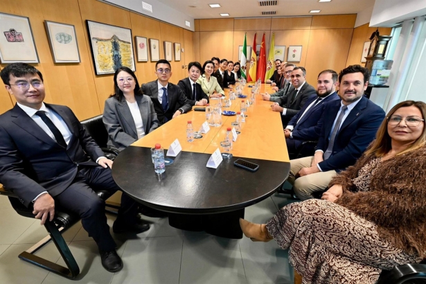 El presidente de la Diputación de Granada, Francis Rodríguez, recibe a una delegación de empresarios chinos en la citada institución provincial (DIPUTACIÓN DE GRANADA)