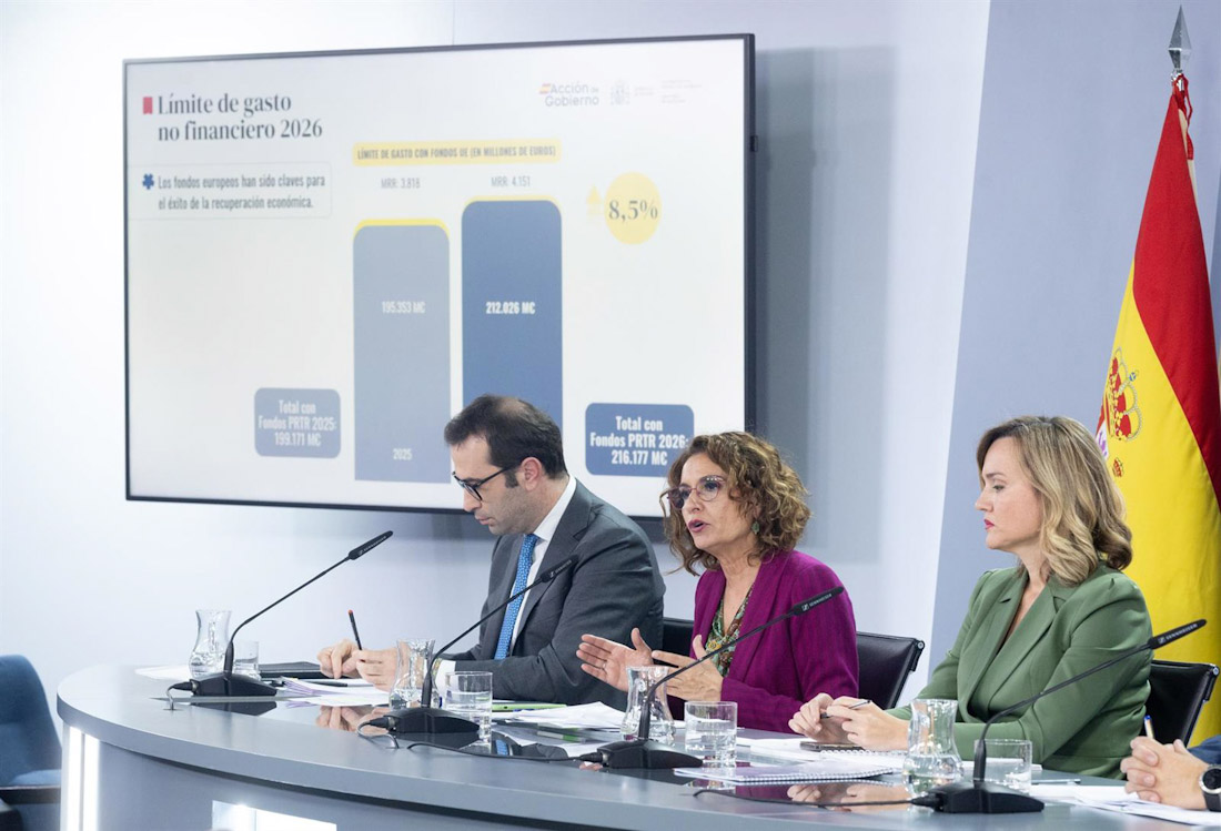  El ministro de Economía, Comercio y Empresa, Carlos Cuerpo; la ministra de Hacienda, María Jesús Montero, y la ministra de Educación, Formación Profesional y Deportes Y portavoz del Gobierno, Pilar Alegría (EDUARDO PARRA/EUROPA PRESS)