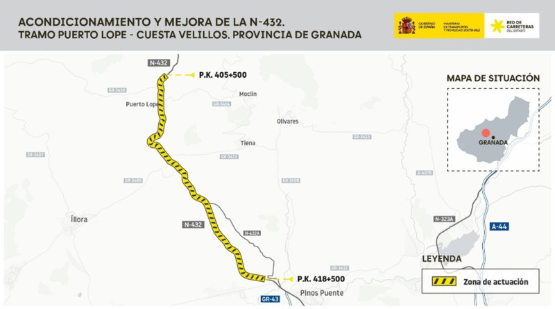 Tramo Puerto Lope-Cuesta de Velillos de la N-432 (MINISTERIO DE TRANSPORTES Y MOVILIDAD SOSTENIBLE)