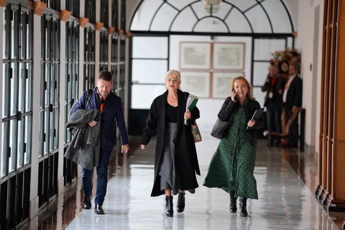 La consejera de Cultura y Deporte, Patricia del Pozo, en el centro en la imagen en el Parlamento de Andalucía (JUNTA)