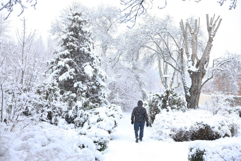 Una persona camina por la nieve. Archivo (MARTA FERNÁNDEZ - EUROPA PRESS)