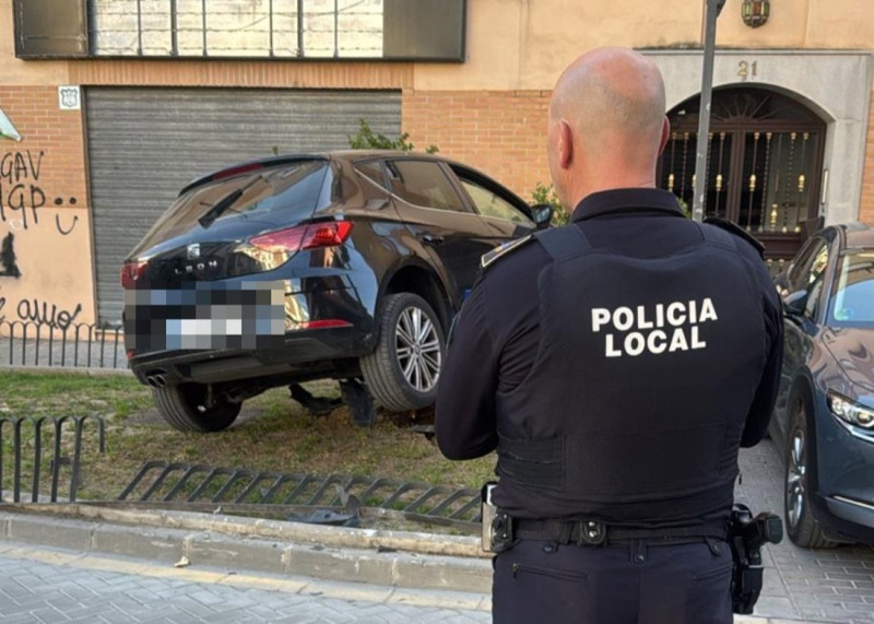 Así quedó el vehículo tras chocar con un árbol debido a una indisposición médica del conductor, que perdió el control del mismo (RRSS POLICÍA LOCAL DE MARACENA)