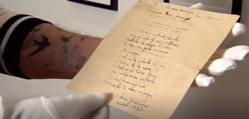 Poema inédito de Federico García Lorca (CAPTURA TELEDIARIO TVE)
