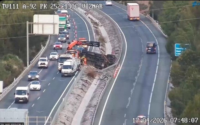 Accidente de un trailer en la A-92, a la altura de Víznar (DGT)