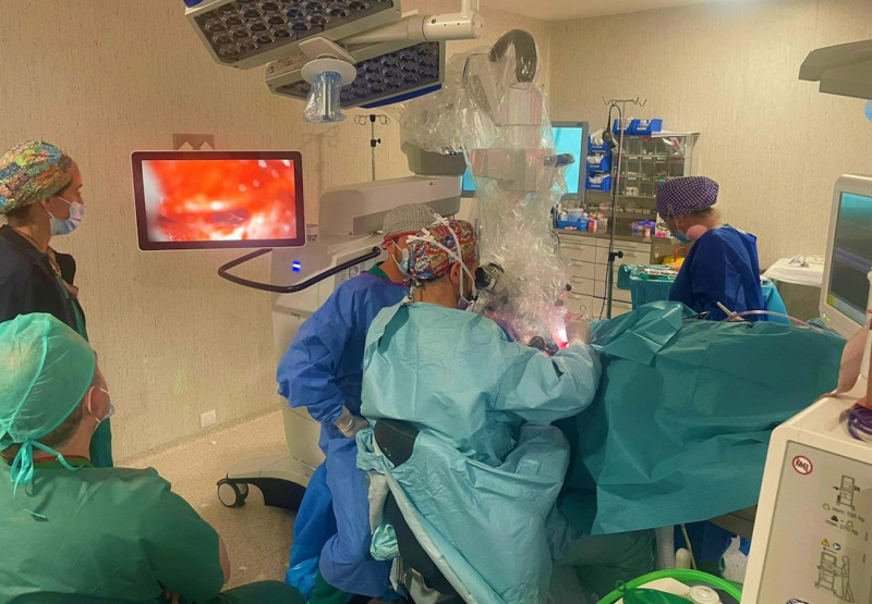 El Hospital Clínico San Cecilio acoge las sesiones quirúrgicas, que se desarrollan durante las mañanas del jueves y viernes con la realización de cinco cirugías retransmitidas en directo en el salón de actos (JUNTA)