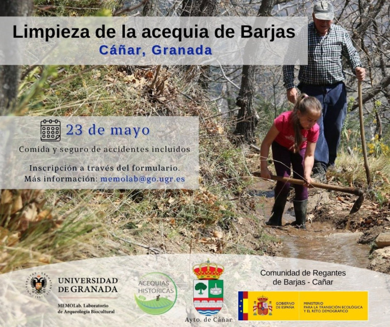 Cartel para la limpieza de la acequia de Barjas (UGR)